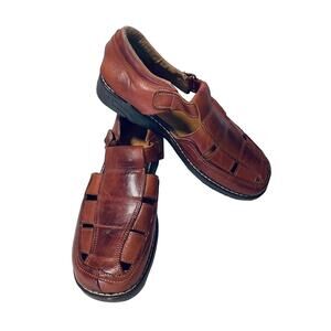 Huaraches Authentic Playera Walnut Leather Sandals Cross Woven in Mexico Size 8